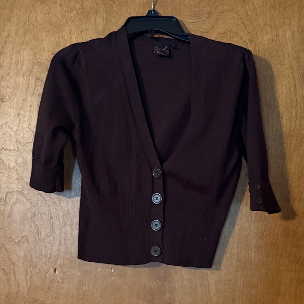 Dark Brown Button-Up Cardigan